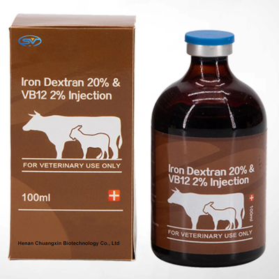 Ferro Destrano 20% Farmaco veterinario iniettabile &amp; Vb12 2% 100 ml Per gli animali carenza di ferro